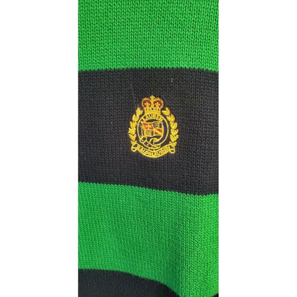 Lauren Ralph Lauren Womens S/M 1/4 Zip Long Sleeve Pullover‎ Green/Navy Striped - Picture 4 of 5